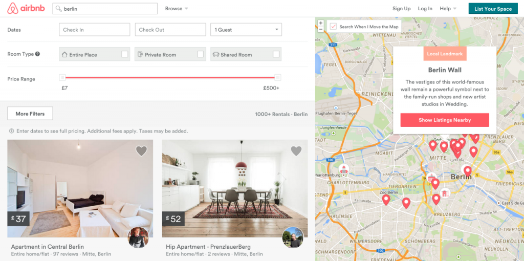Airbnb search result raw studio - Growth