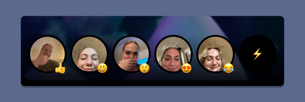 An example of the different emoji reactions a BeReal user can use.