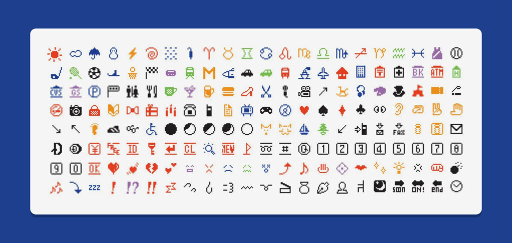 Emoji (1998-1999) by Shigetaka Kurita
The original set of 176 emojis arranged in a grid like format