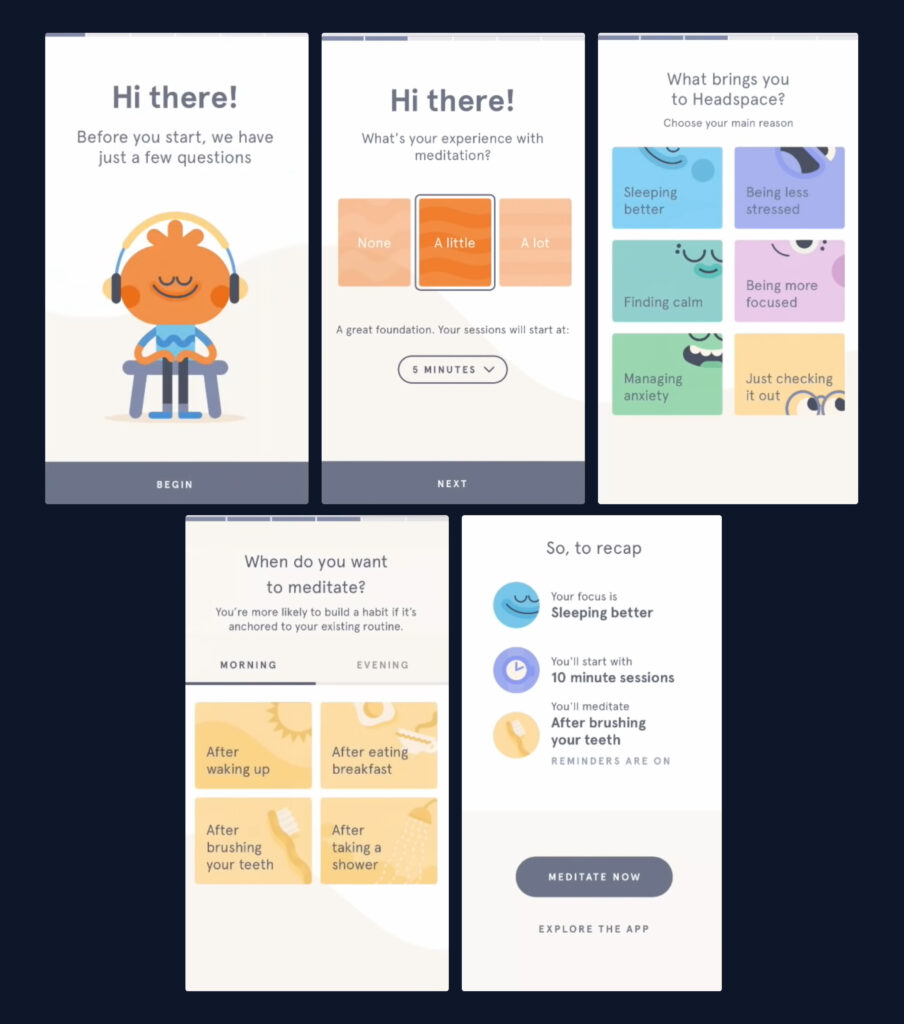 Final screens for the user onboarding process.