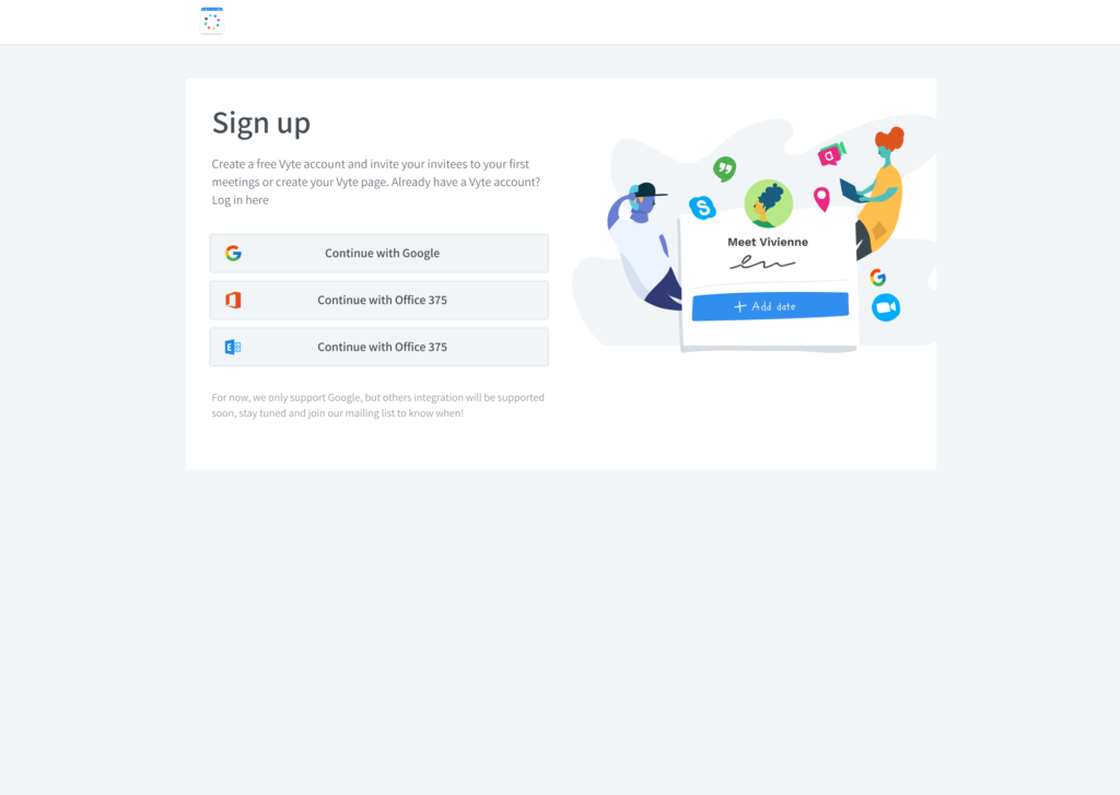 vyte sign up with socials